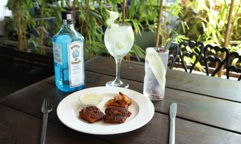 Kebabs with a gin and tonic